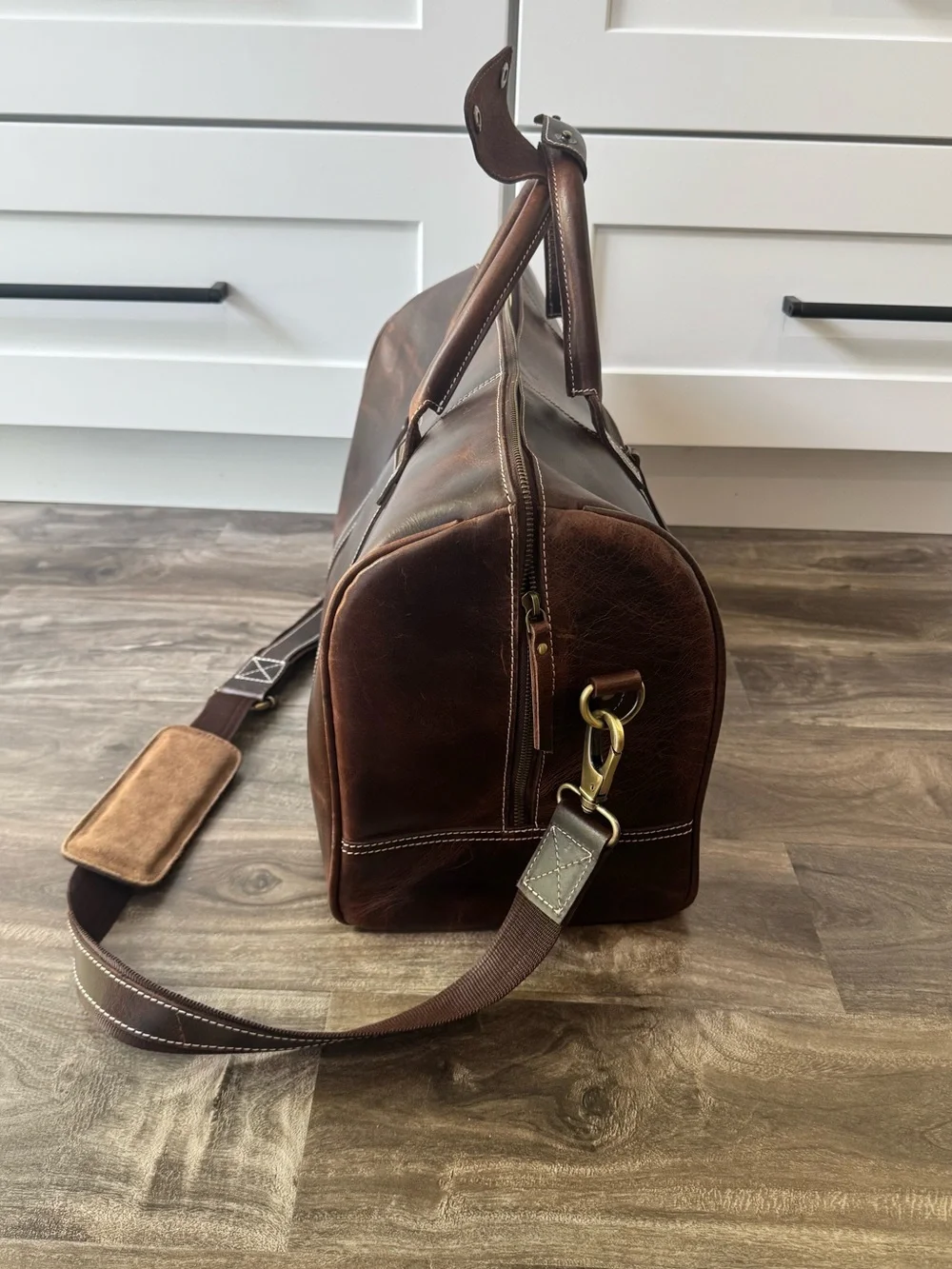 💼Rustic Town Full Grain Buffalo Leather Weekender Duffle Travel Bag🧳💼 - Picture 8 of 15
